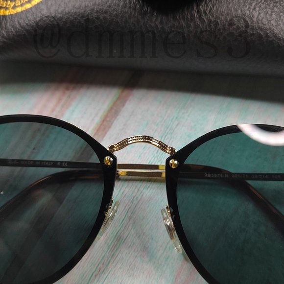 🐔RayBan Gold Frame Green Lens 58mm RB3574-N Sunglasses - Picture 4 of 7